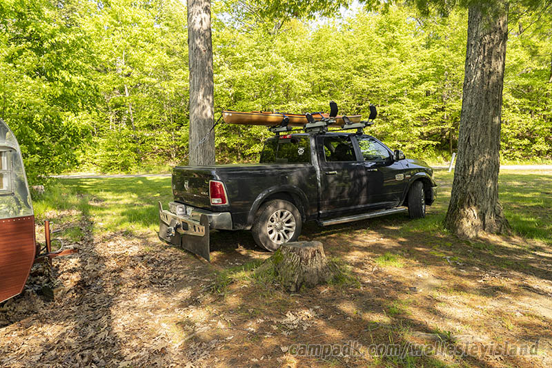 Campsite Photo of Site 77 at Wellesley Island State Park, New York - Looking Back Towards Road