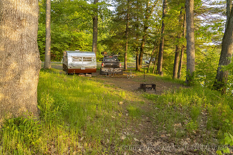 Campsite Photo of Site 77 at Wellesley Island State Park, New York - Returning Along Pathway from Water