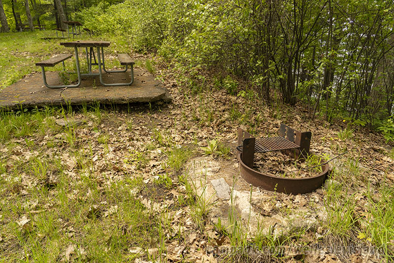 Campsite Photo of Site 19 at Wellesley Island State Park, New York - Fireplace View