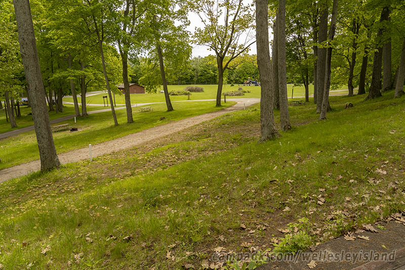 Campsite Photo of Site 19 at Wellesley Island State Park, New York - Looking Back Towards Road