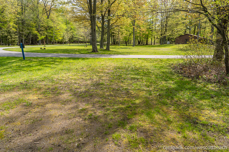 Campsite Photo of Site 123 at Westcott Beach State Park, New York - Looking Back Towards Road