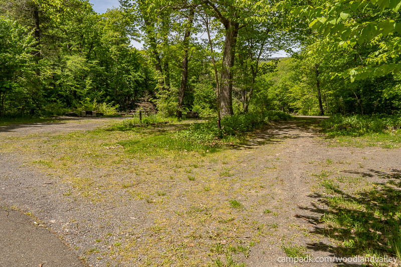 Campsite Photo of Site 6 at Woodland Valley Campground, New York - View Down Road from Campsite