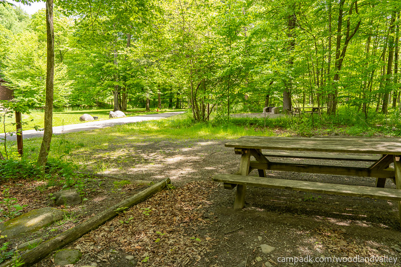 Campsite Photo of Site 22 at Woodland Valley Campground, New York - Cross Site View