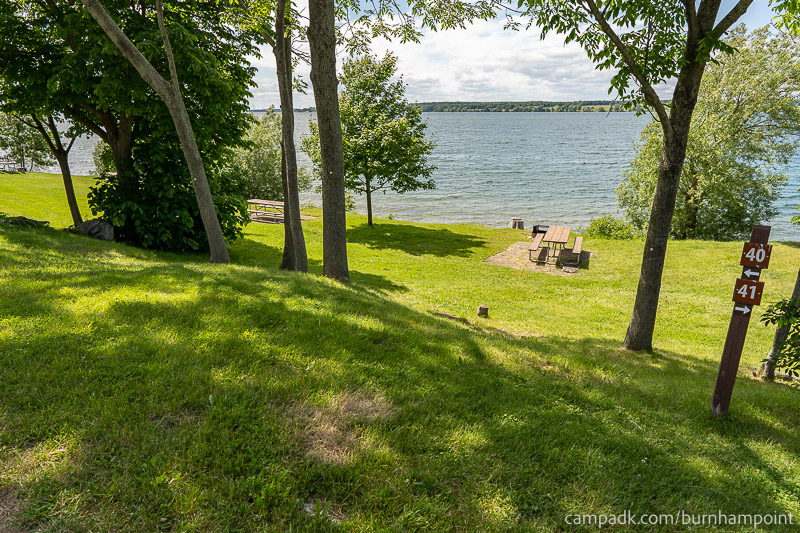 Campsite Photo of Site 40 at Burnham Point State Park, New York - Looking at Site from Road Sign Visible