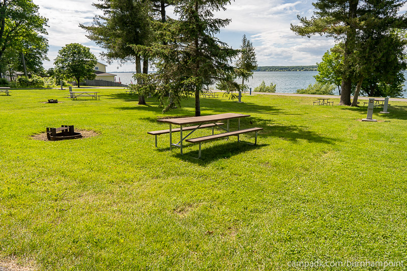 Campsite Photo of Site 20 at Burnham Point State Park, New York - Looking at Site from Road Sign Visible
