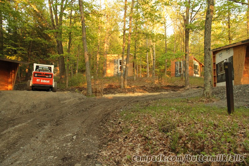Campsite Photo of Site 22 at Buttermilk Falls State Park, New York - Looking at Site from Road Sign Visible