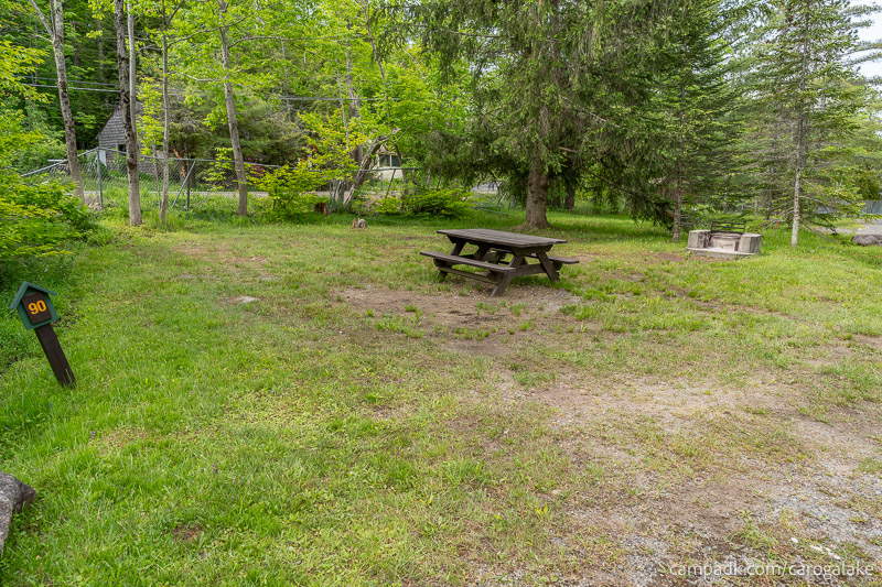 Campsite Photo of Site 90 at Caroga Lake Campground, New York - Looking at Site from Road Sign Visible