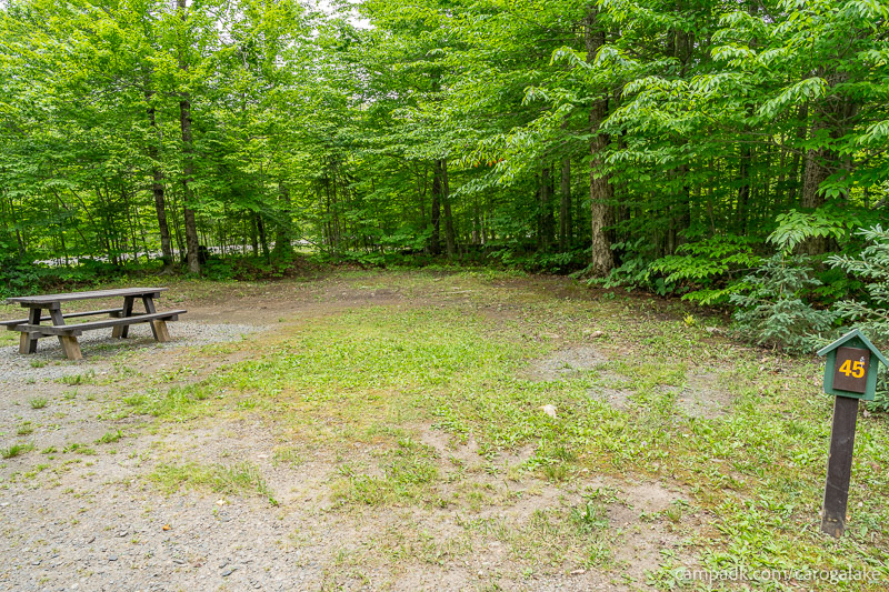 Campsite Photo of Site 45 at Caroga Lake Campground, New York - Looking at Site from Road Sign Visible