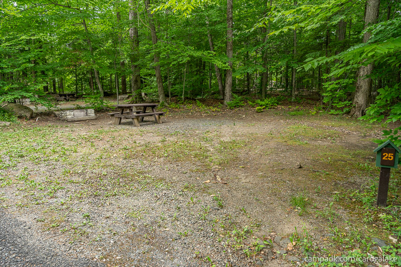 Campsite Photo of Site 25 at Caroga Lake Campground, New York - Looking at Site from Road Sign Visible