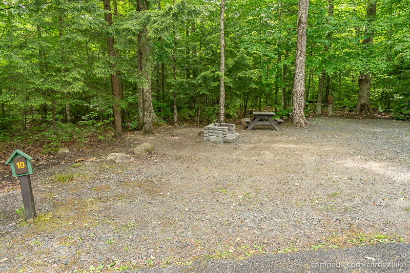 Campsite Photo of Site 10 at Caroga Lake Campground, New York - Looking at Site from Road Sign Visible