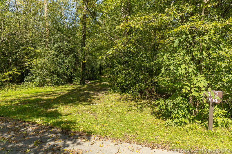 Campsite Photo of Site 902 at Cayuga Lake State Park, New York - Looking at Site from Road Sign Visible