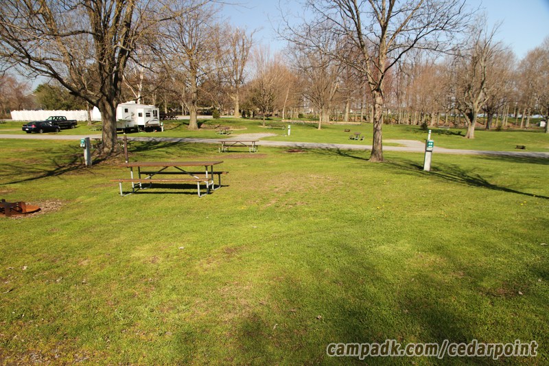 Campsite Photo of Site 89 at Cedar Point State Park, New York - Looking at Site from Road Sign Visible