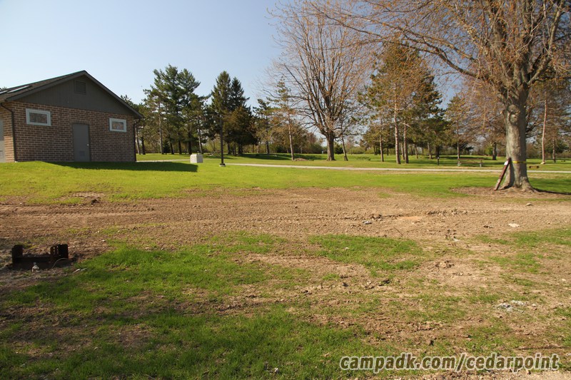 Campsite Photo of Site 109 at Cedar Point State Park, New York - Looking at Site from Road Sign Visible
