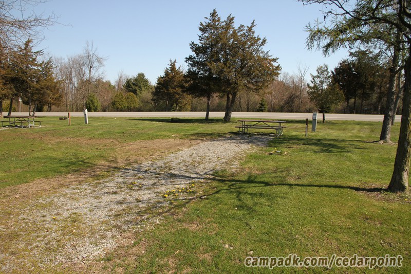 Campsite Photo of Site 144 at Cedar Point State Park, New York - Looking at Site from Road Sign Visible