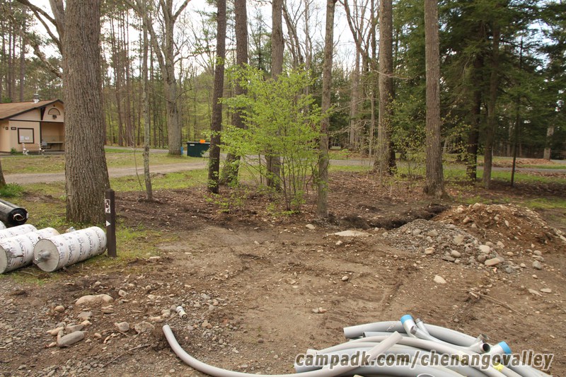 Campsite Photo of Site 143 at Chenango Valley State Park, New York - Looking at Site from Road Sign Visible