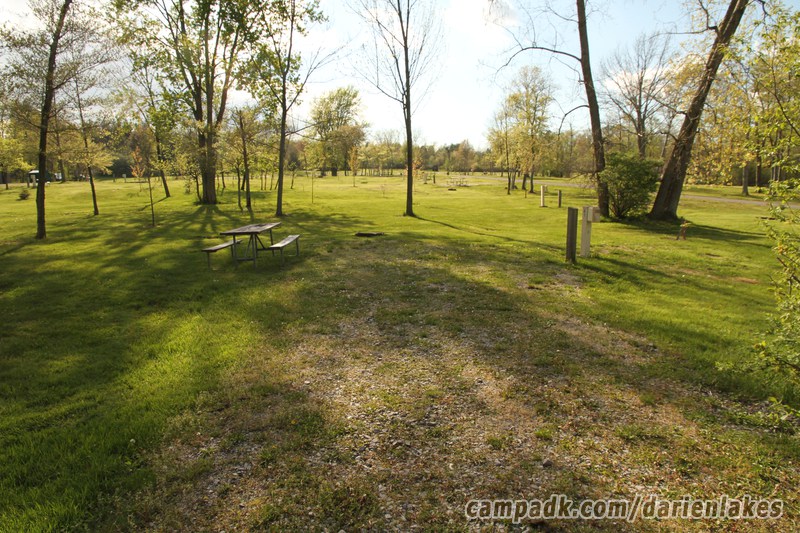 Campsite Photo of Site 81 at Darien Lakes State Park, New York - Looking at Site from Road Sign Visible