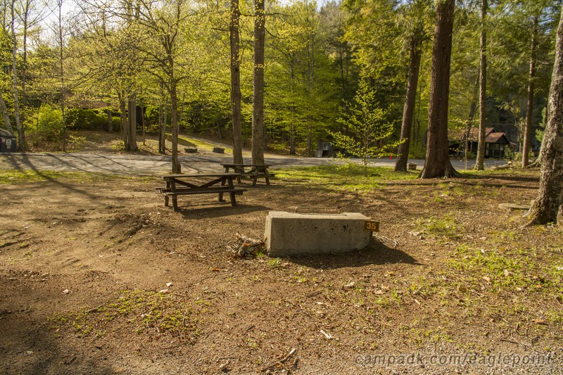 Campsite Photo of Site 35 at Eagle Point Campground, New York - Looking at Site from Road Sign Visible