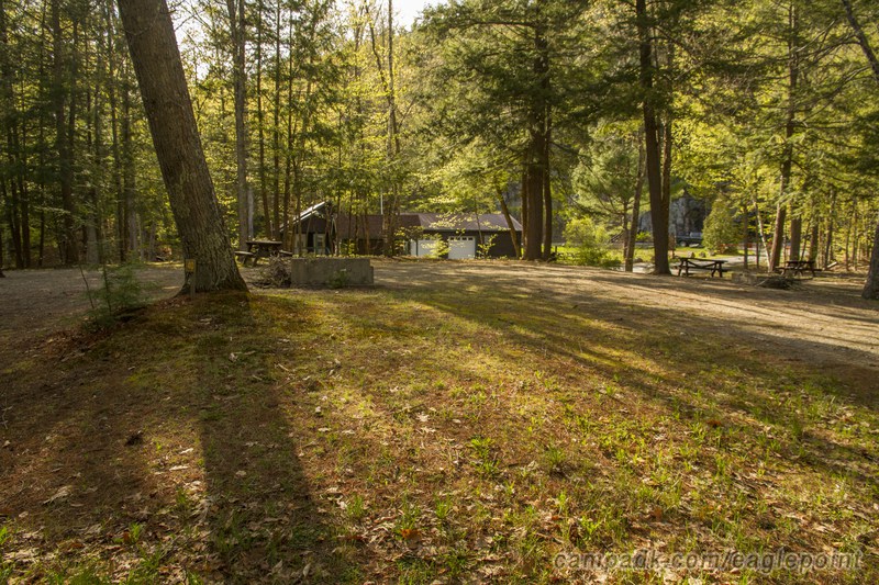 Campsite Photo of Site 40 at Eagle Point Campground, New York - Looking at Site from Road Sign Visible