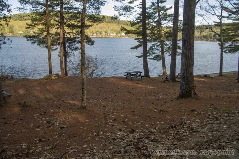 Campsite Photo of Site 55 at Eagle Point Campground, New York - Looking at Site from Road Sign Visible