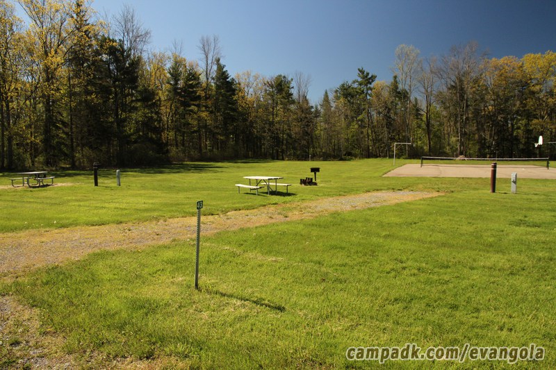 Campsite Photo of Site 43 at Evangola State Park, New York - Looking at Site from Road Sign Visible