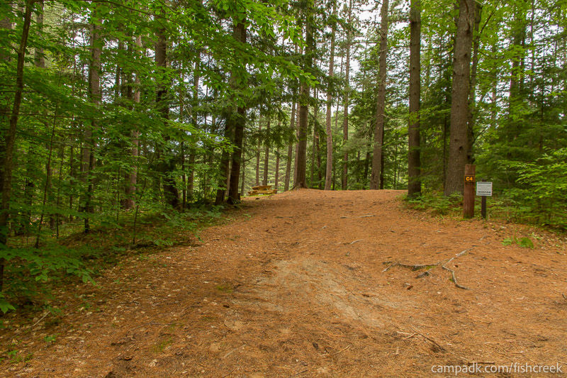 Campsite Photo of Site 24 at Fish Creek Pond Campground, New York - Looking at Site from Road Sign Visible