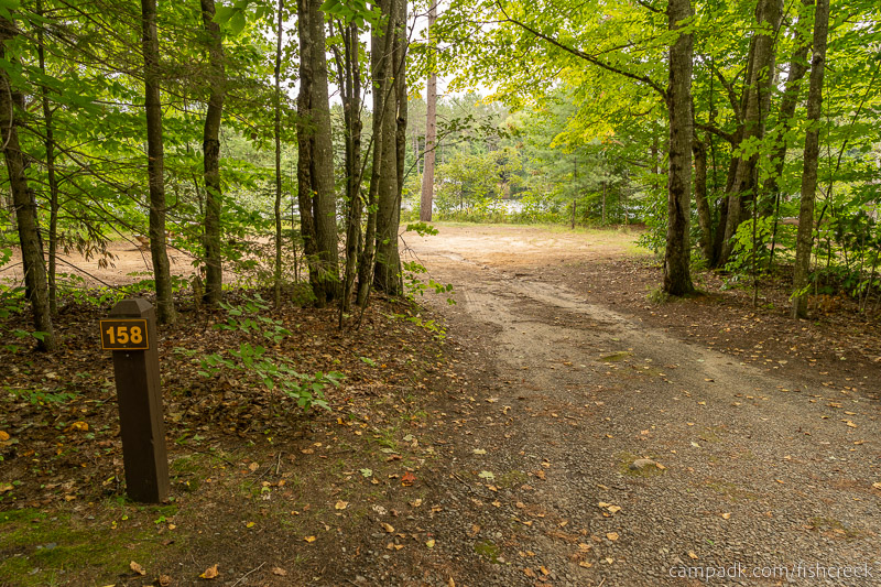 Campsite Photo of Site 188 at Fish Creek Pond Campground, New York - Looking at Site from Road Sign Visible