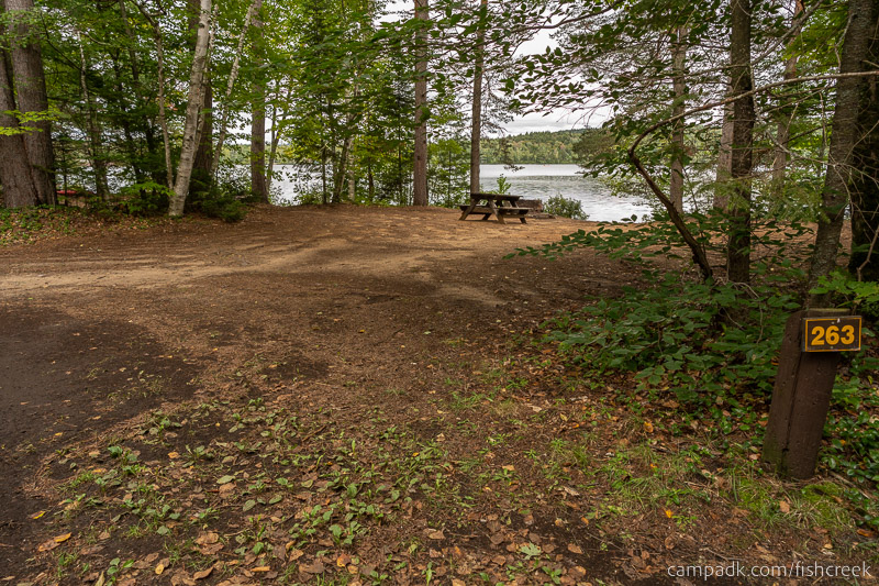 Campsite Photo of Site 291 at Fish Creek Pond Campground, New York - Looking at Site from Road Sign Visible