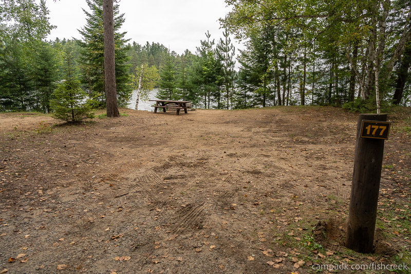 Campsite Photo of Site 206 at Fish Creek Pond Campground, New York - Looking at Site from Road Sign Visible