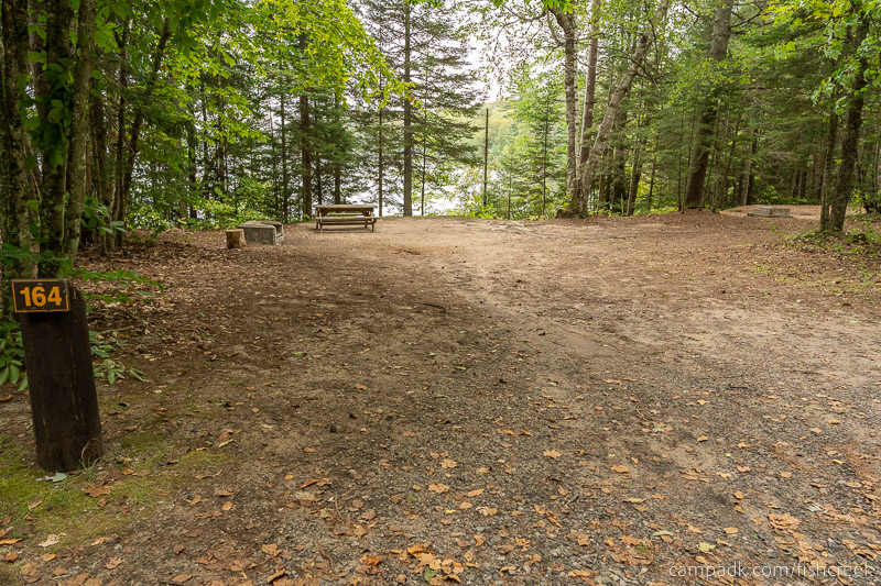 Campsite Photo of Site 194 at Fish Creek Pond Campground, New York - Looking at Site from Road Sign Visible