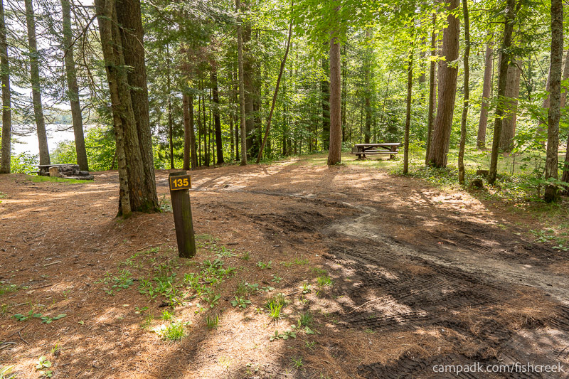 Campsite Photo of Site 167 at Fish Creek Pond Campground, New York - Looking at Site from Road Sign Visible