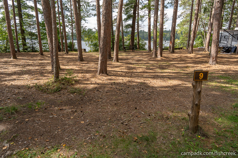 Campsite Photo of Site 4 at Fish Creek Pond Campground, New York - Looking at Site from Road Sign Visible