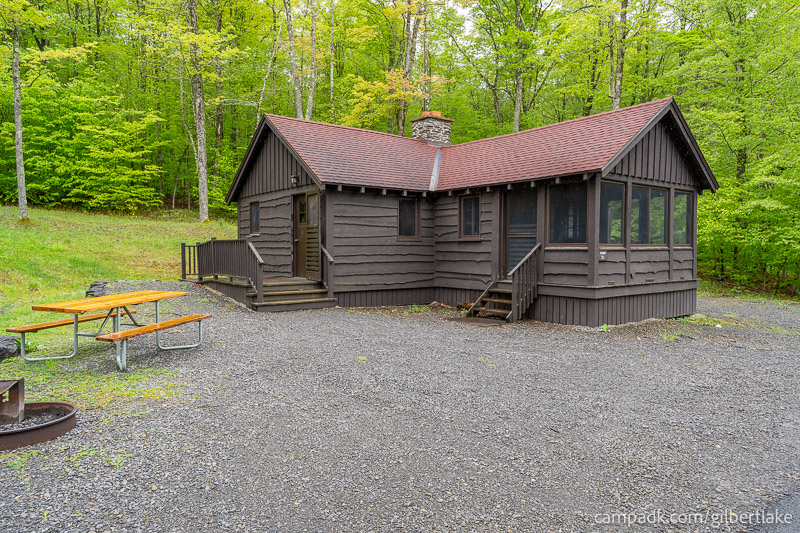 Campsite Photo of Site 31 at Gilbert Lake State Park, New York - Looking at Site from Road Sign Visible