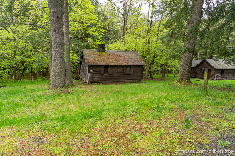 Campsite Photo of Site 19 at Gilbert Lake State Park, New York - Looking at Site from Road Sign Visible