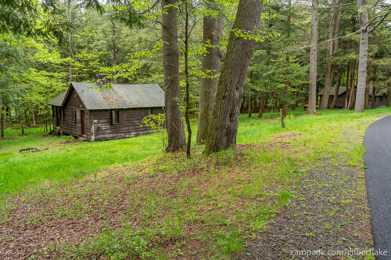 Campsite Photo of Site 18 at Gilbert Lake State Park, New York - Looking at Site from Road Sign Visible