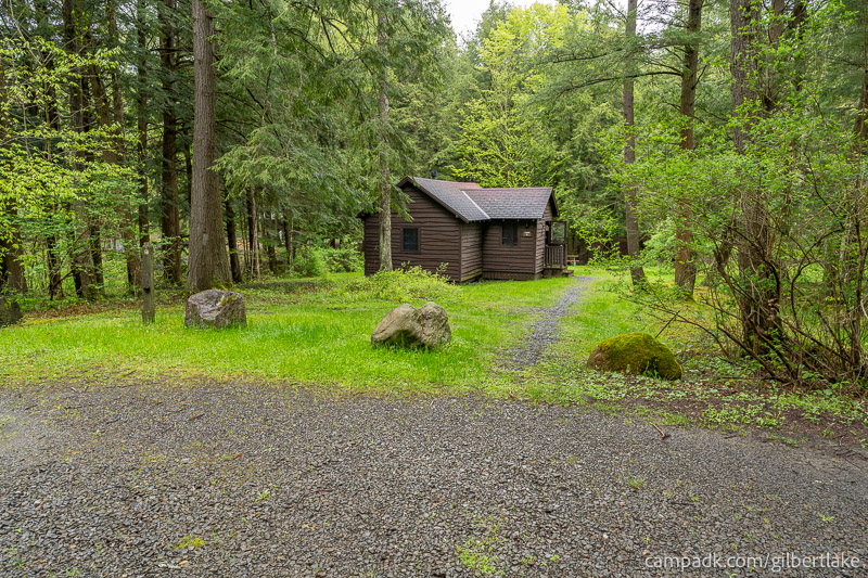 Campsite Photo of Site 8 at Gilbert Lake State Park, New York - Looking at Site from Road Sign Visible