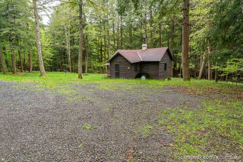 Campsite Photo of Site 2 at Gilbert Lake State Park, New York - Looking at Site from Road Sign Visible