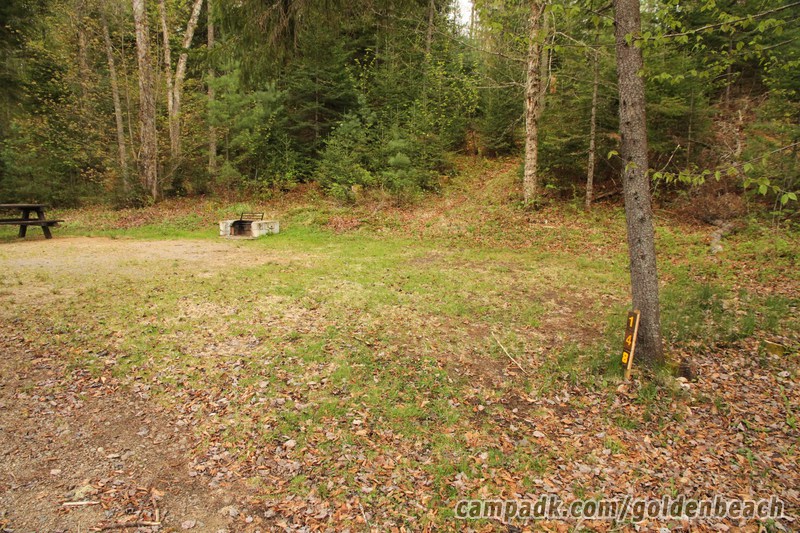 Campsite Photo of Site 148 at Golden Beach Campground, New York - Looking at Site from Road Sign Visible