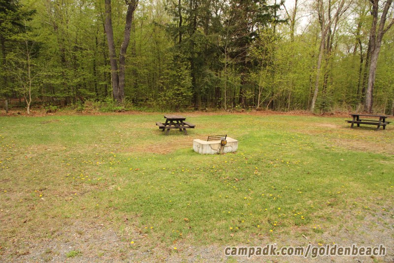 Campsite Photo of Site 16 at Golden Beach Campground, New York - Looking at Site from Road Sign Visible