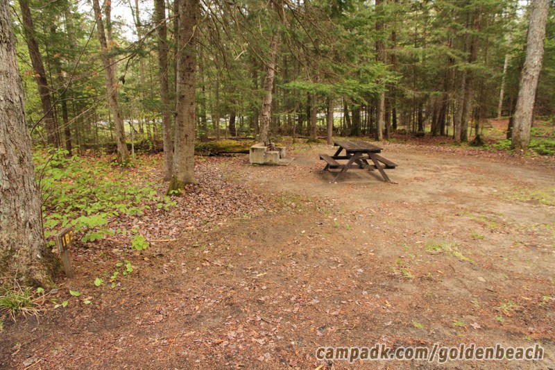 Campsite Photo of Site 182 at Golden Beach Campground, New York - Looking at Site from Road Sign Visible