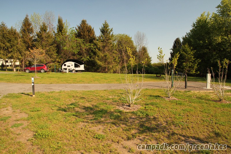 Campsite Photo of Site P5 at Green Lakes State Park, New York - Looking at Site from Road Sign Visible