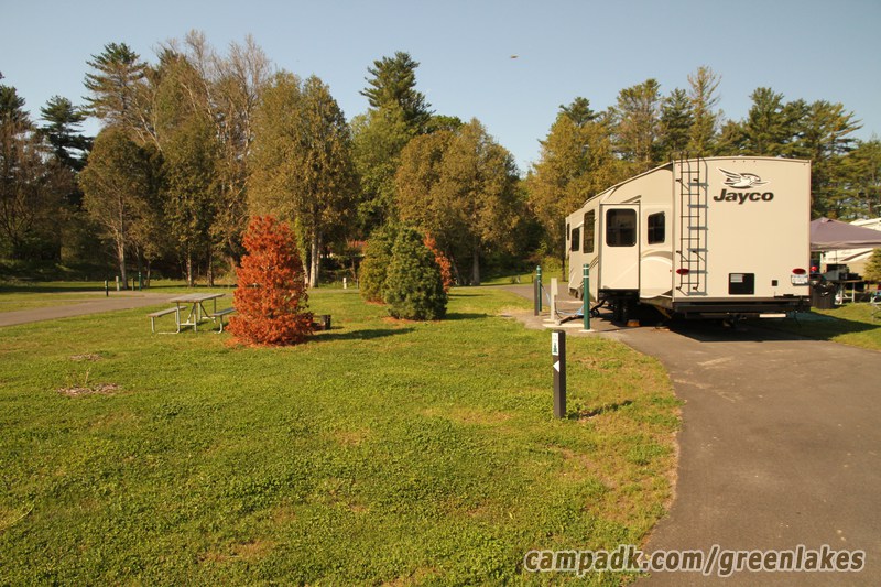 Campsite Photo of Site P15 at Green Lakes State Park, New York - Looking at Site from Road Sign Visible