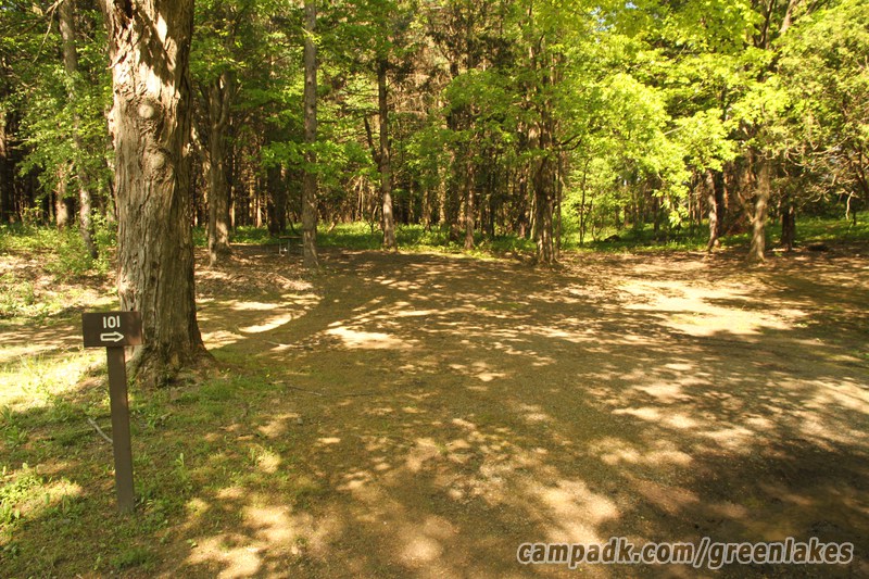 Campsite Photo of Site 101 at Green Lakes State Park, New York - Looking at Site from Road