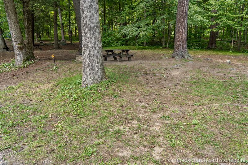 Campsite Photo of Site 94 at Hearthstone Point Campground, New York - Looking at Site from Road Sign Visible