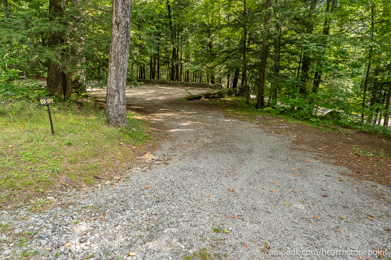 Campsite Photo of Site 84 at Hearthstone Point Campground, New York - Looking at Site from Road Sign Visible
