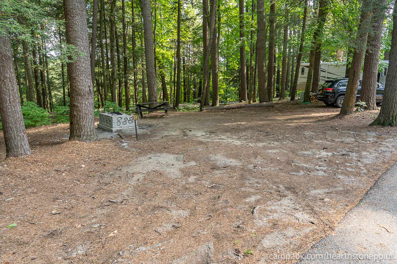 Campsite Photo of Site 27 at Hearthstone Point Campground, New York - Looking at Site from Road Sign Visible