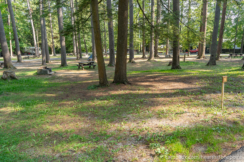 Campsite Photo of Site 16 at Hearthstone Point Campground, New York - Looking at Site from Road Sign Visible