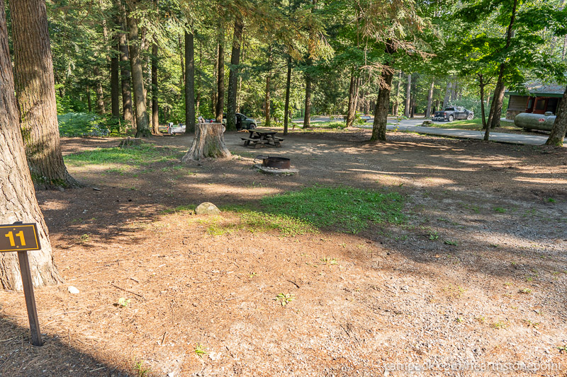 Campsite Photo of Site 11 at Hearthstone Point Campground, New York - Looking at Site from Road Sign Visible