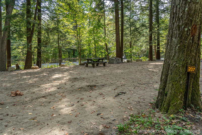 Campsite Photo of Site 207 at Hearthstone Point Campground, New York - Looking at Site from Road Sign Visible