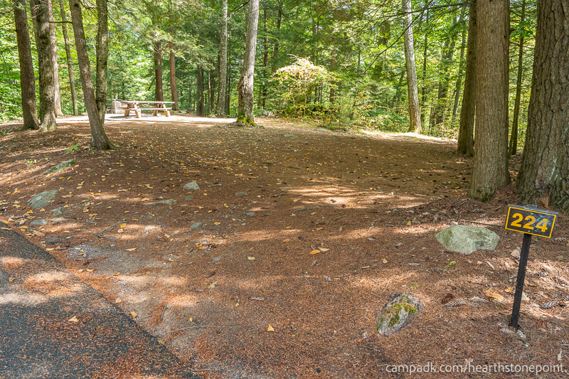 Campsite Photo of Site 224 at Hearthstone Point Campground, New York - Looking at Site from Road Sign Visible