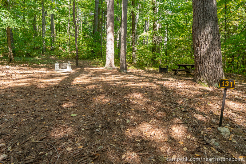 Campsite Photo of Site 131 at Hearthstone Point Campground, New York - Looking at Site from Road Sign Visible